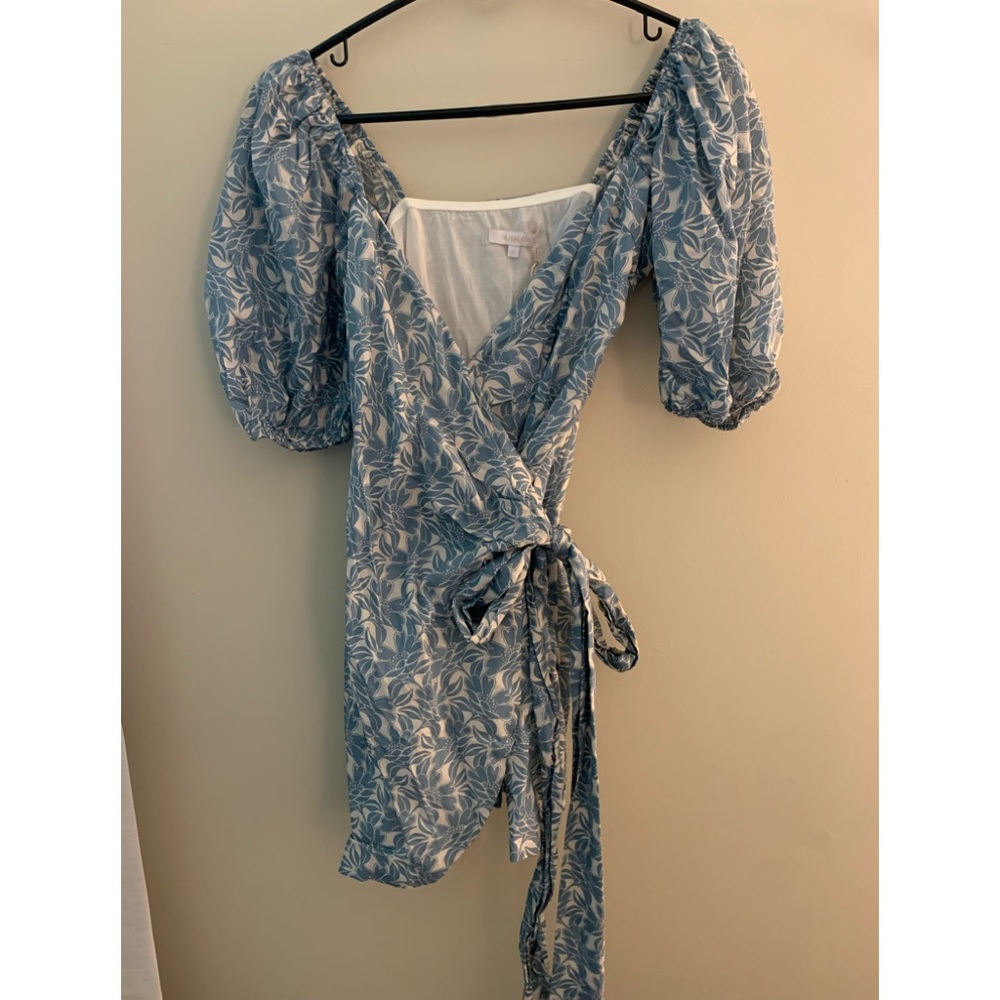 These Three Boutique floral wrap dress - blue and white, small